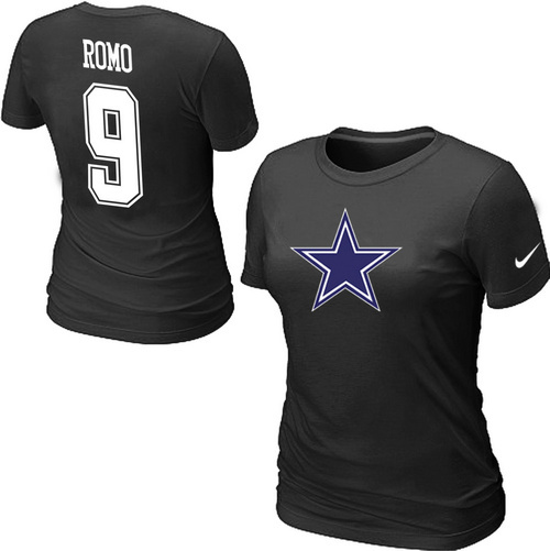 Nike Dallas Cowboys Tony Romo Name & Number Women's T-Shirt Black