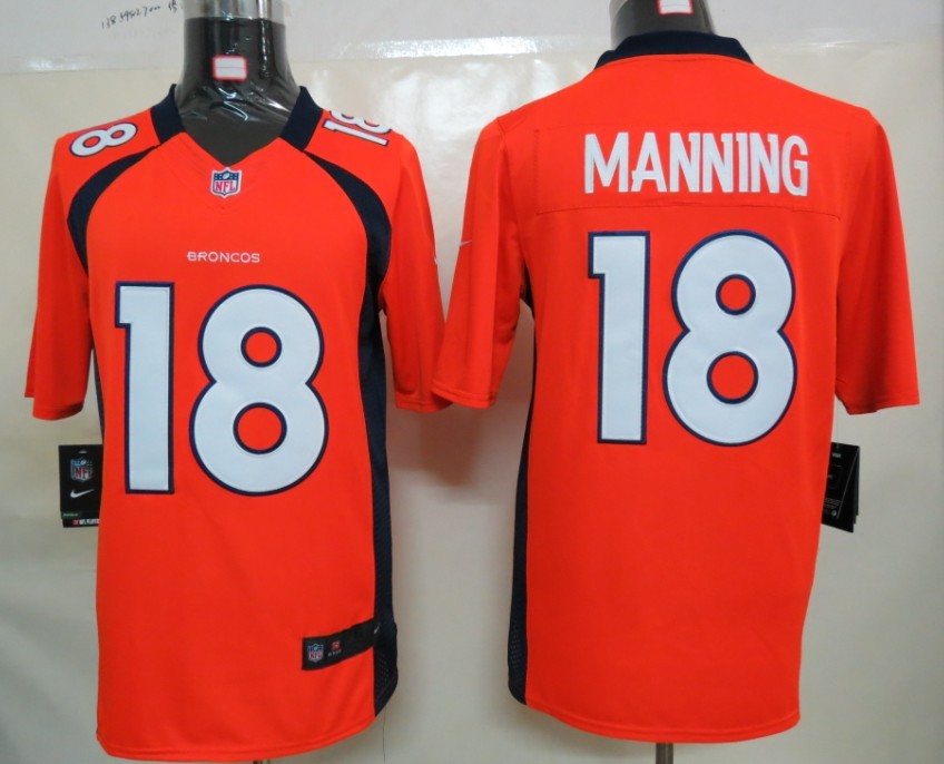 Nike Denver Broncos 18 Manning Orange Limited Jerseys