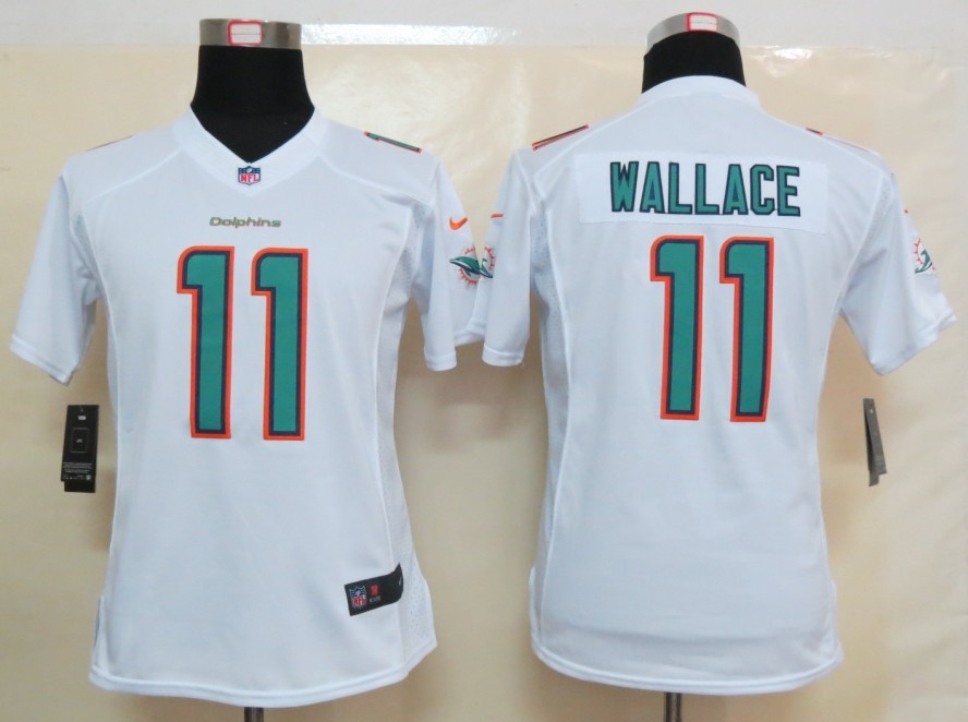 Nike Dolphins 11 Wallace White New Women Limited Jerseys