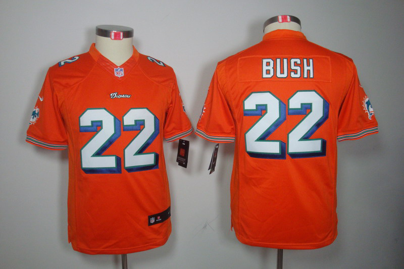 Nike Dolphins 22 Bush Orange Kids Limited Jerseys