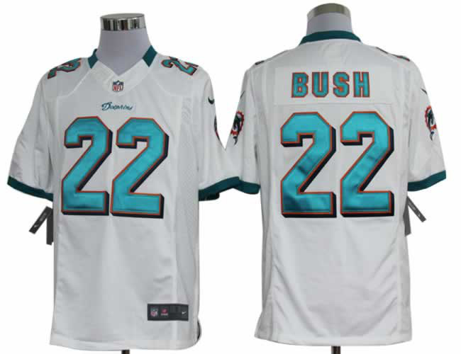 Nike Dolphins 22 Bush White Limited Jerseys