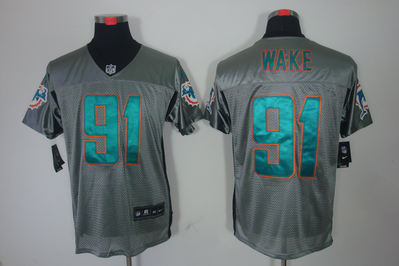 Nike Dolphins 91 Wake Grey Elite Jerseys
