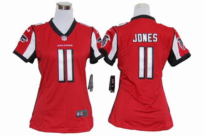 Nike Falcons 11 Jones Red Women Game Jerseys