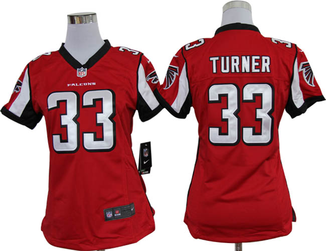 Nike Falcons 33 Turner Red Women Game Jerseys