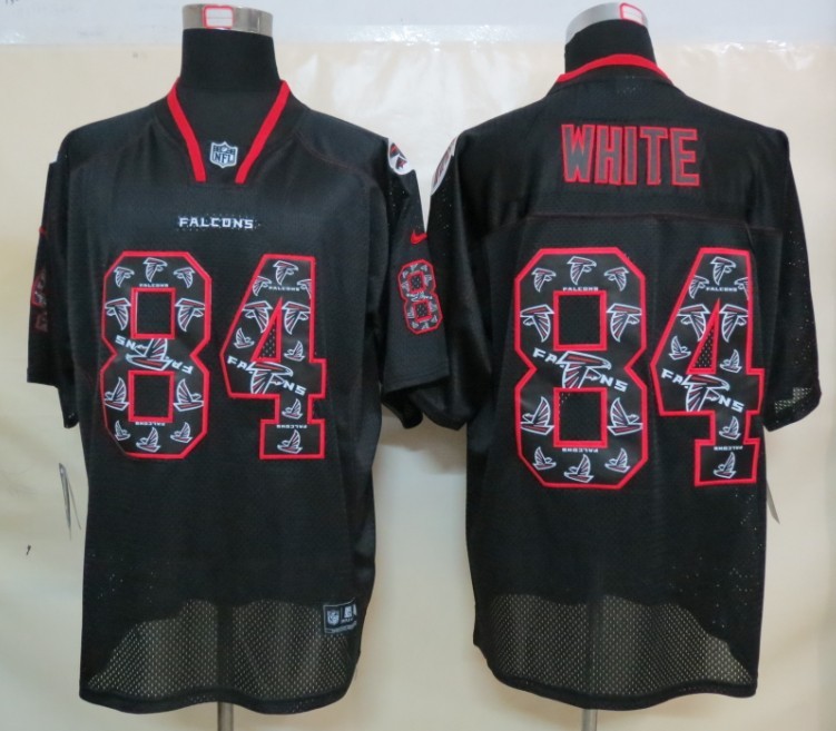 Nike Falcons 84 Roddy White Black Lights Out Elite Jersey