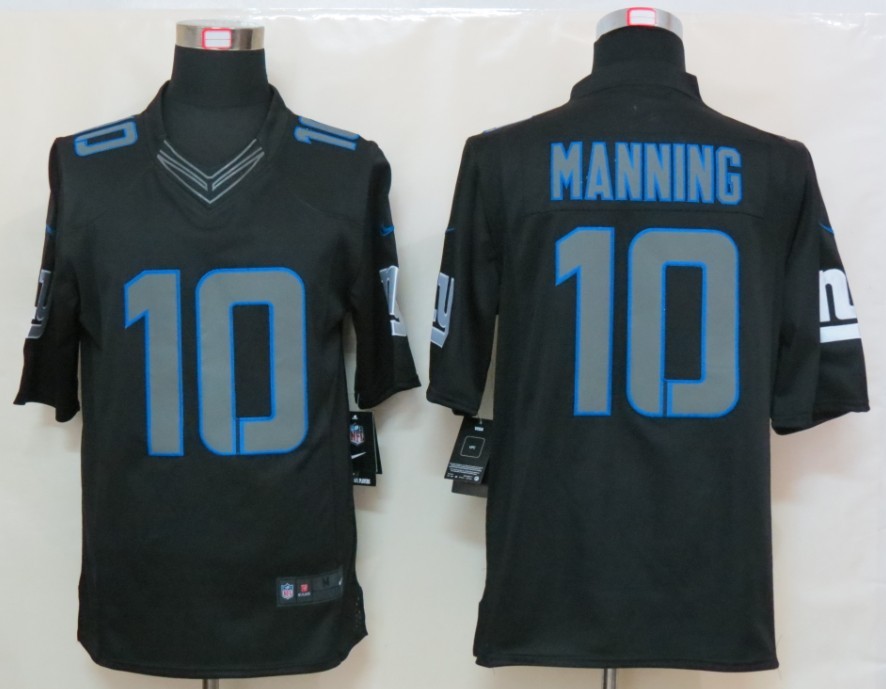 Nike Giants 10 Manning Black Impact Limited Jerseys