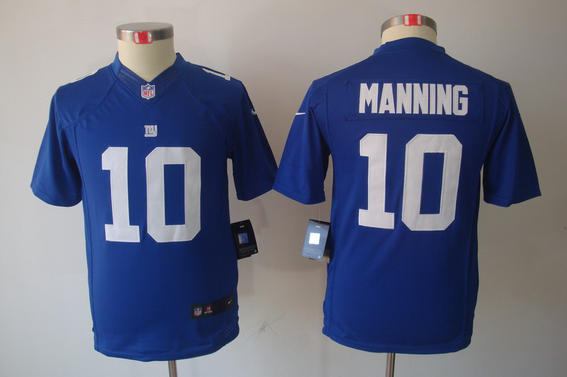 Nike Giants 10 Manning Blue Kids Limited Jerseys