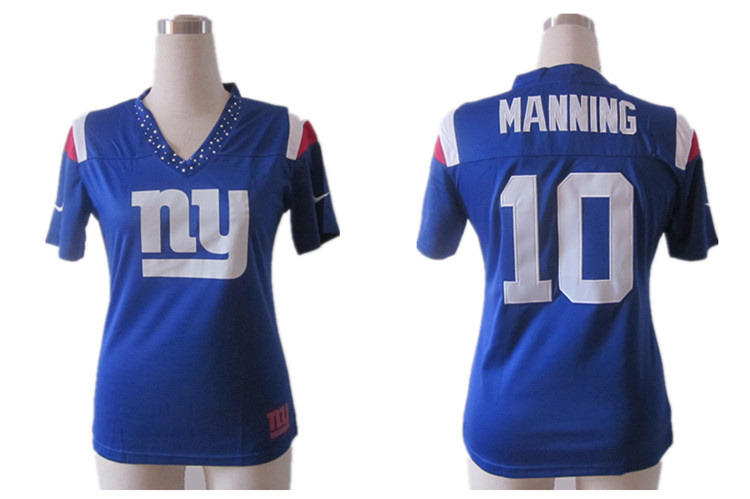 Nike Giants 10 Manning Blue Women Field Flirt Jerseys