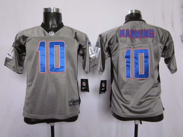 Nike Giants 10 Manning Grey Kids Elite Jerseys
