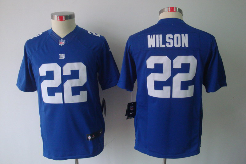 Nike Giants 22 Wilson Blue Kids Limited Jerseys