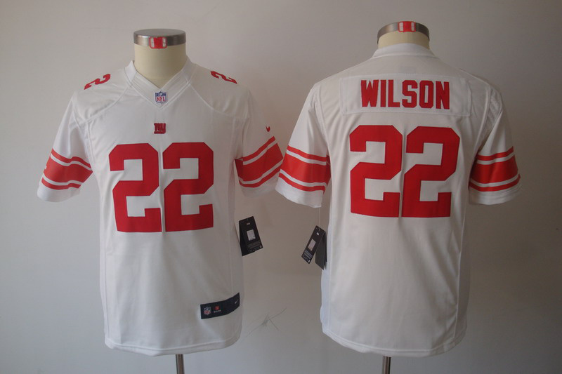 Nike Giants 22 Wilson White Kids Limited Jerseys