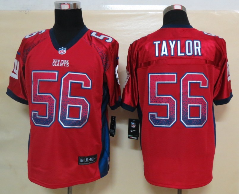 Nike Giants 56 Taylor Red Elite Drift Jersey
