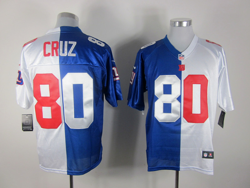 Nike Giants 80 Cruz Blue&White Split Elite Jerseys