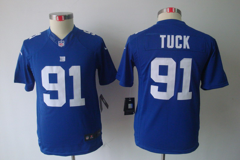 Nike Giants 91 Tuck Blue Kids Limited Jerseys