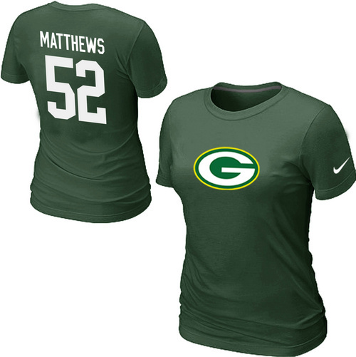 Nike Green Bay Packers 52 MATTHEWS Name & Number Women's T-Shirt Green