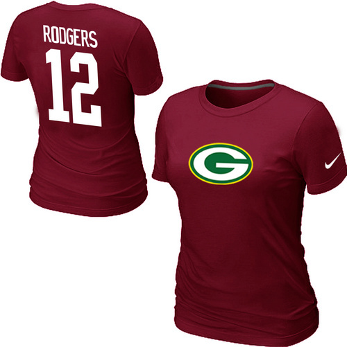 Nike Green Bay Packers Aaron Rodgers Name & Number Women's T-Shirt Red