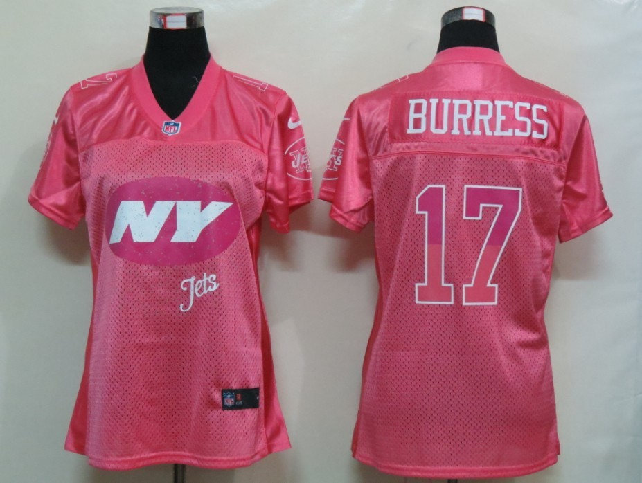 Nike Jets 17 Burress Pink Fem Fan Women Elite Jerseys