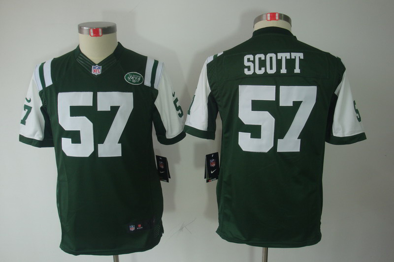 Nike Jets 57 Scott Green Kids Limited Jerseys