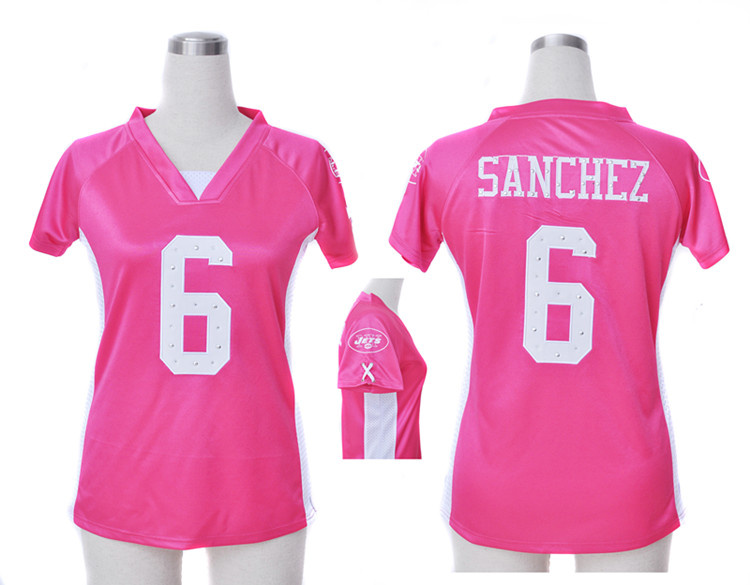 Nike Jets 6 Sanchez Pink Women Draft Him II Top Jerseys