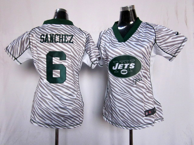 Nike Jets 6 Sanchez Women Zebra Jerseys