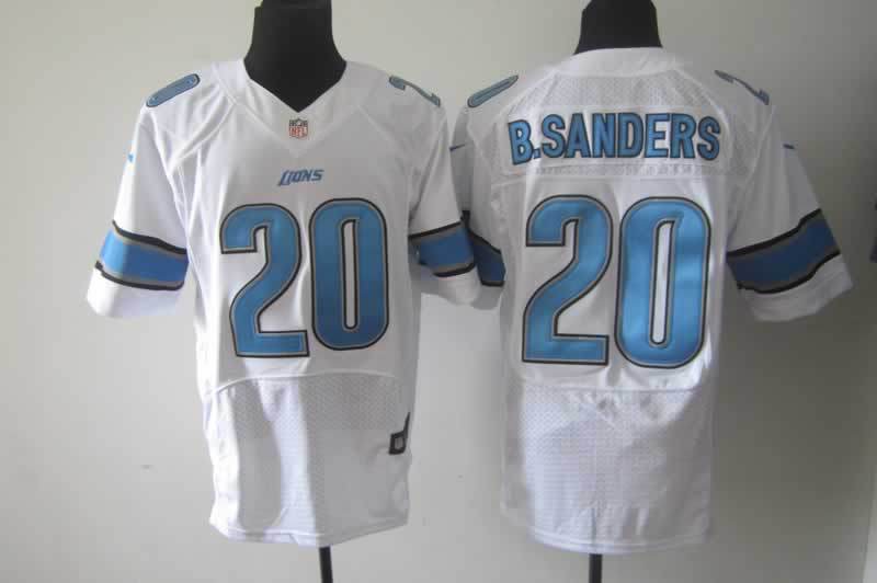 Nike Lions 20 B.Sanders White Elite Jerseys