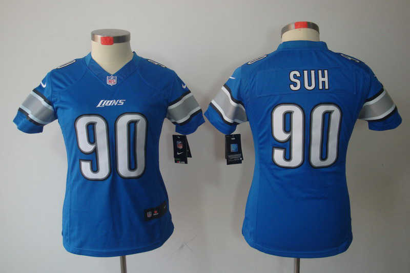 Nike Lions 90 Suh Blue Women Limited Jerseys