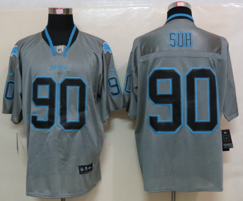Nike Lions 90 Suh Lights Out Grey Elite Jerseys