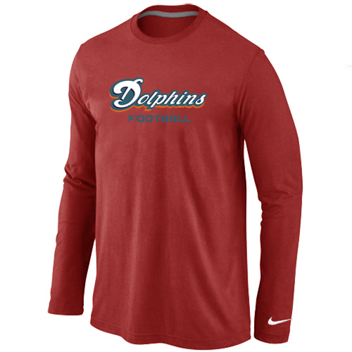 Nike Miami Dolphins Authentic font Long Sleeve T-ShirtRed