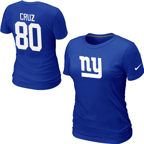 Nike New York Giants Victor Cruz Name & Number Women's T-Shirt Blue