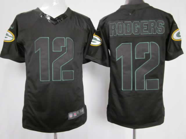 Nike Packers 12 Rodgers Black Impact Limited Jerseys