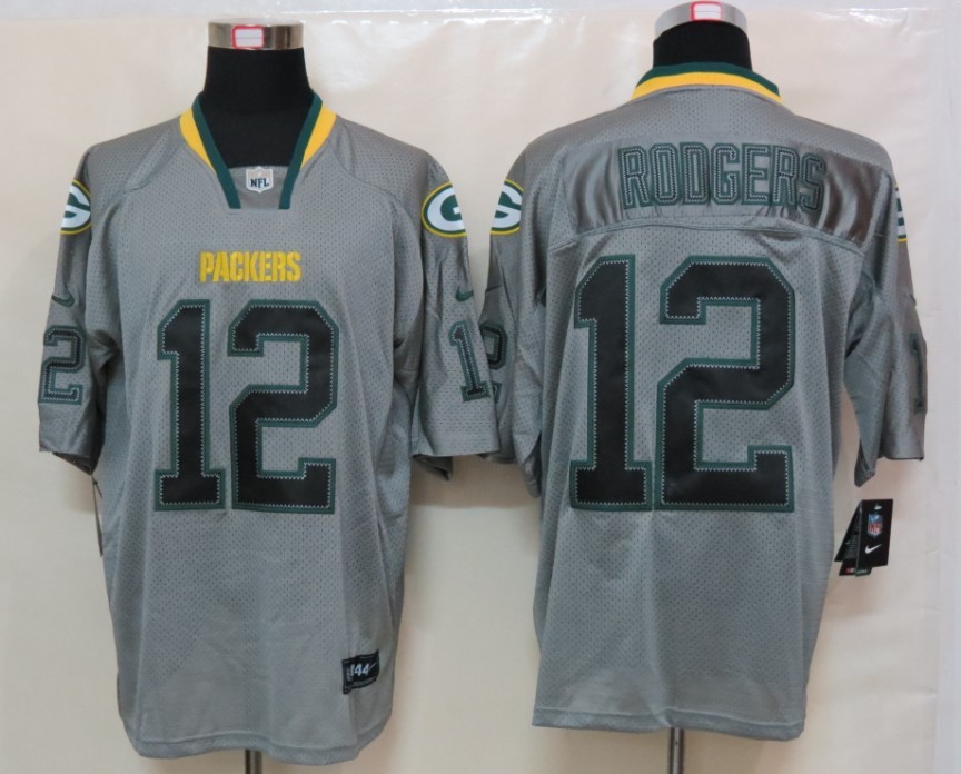 Nike Packers 12 Aaron Rodgers Grey Lights Out Elite Jersey