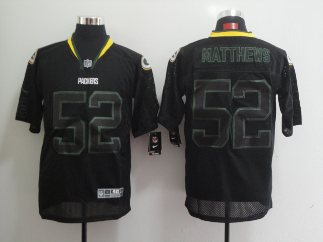 Nike Packers 52 Clay Matthews Black Shadow Elite Jersey