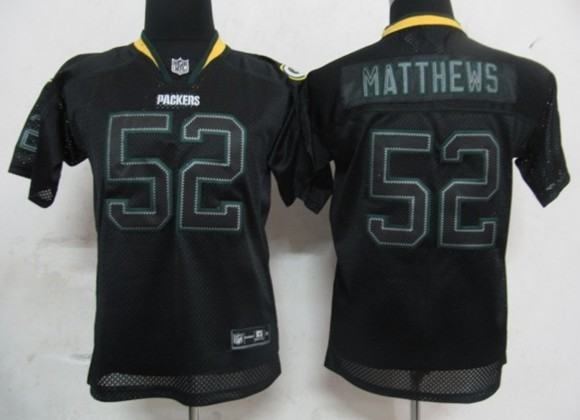 Nike Packers 52 Matthews Lights Out Black Elite Kids Jerseys