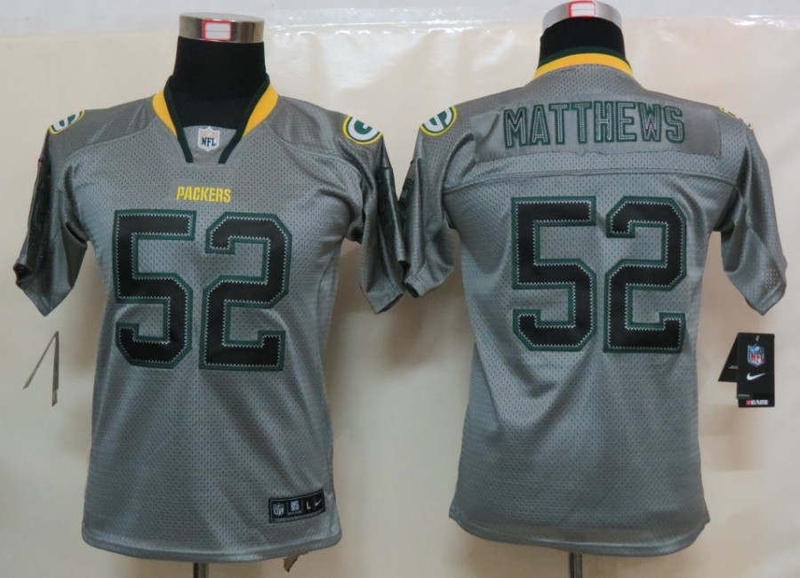 Nike Packers 52 Matthews Lights Out Grey Kids Elite Jerseys