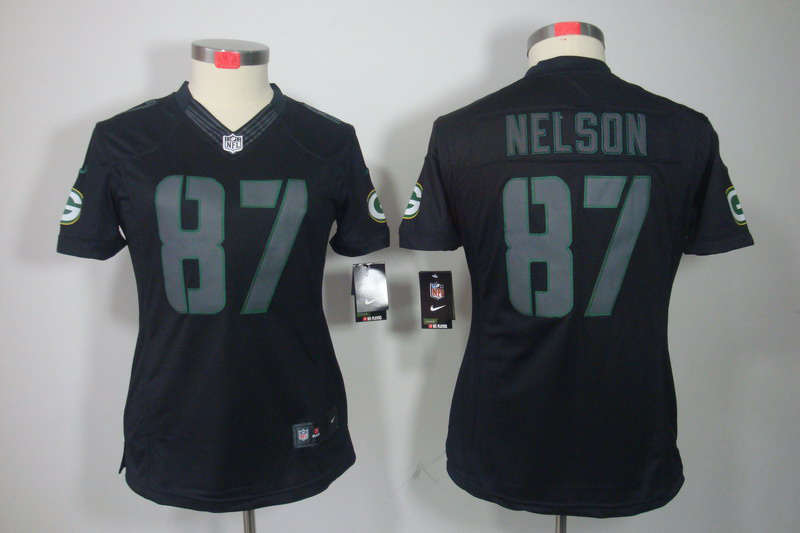 Nike Packers 87 Nelson Black Impact Women Limited Jerseys