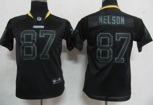 Nike Packers 87 Nelson Lights Out Black Elite Kids Jerseys