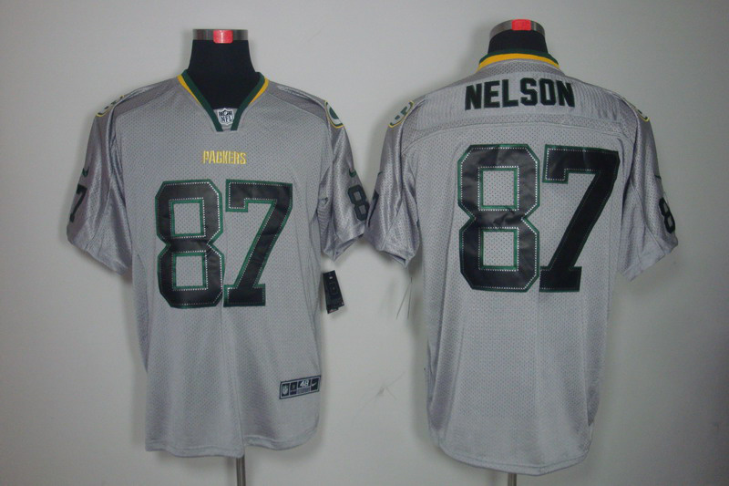 Nike Packers 87 Jordy Nelson Grey Lights Out Elite Jersey