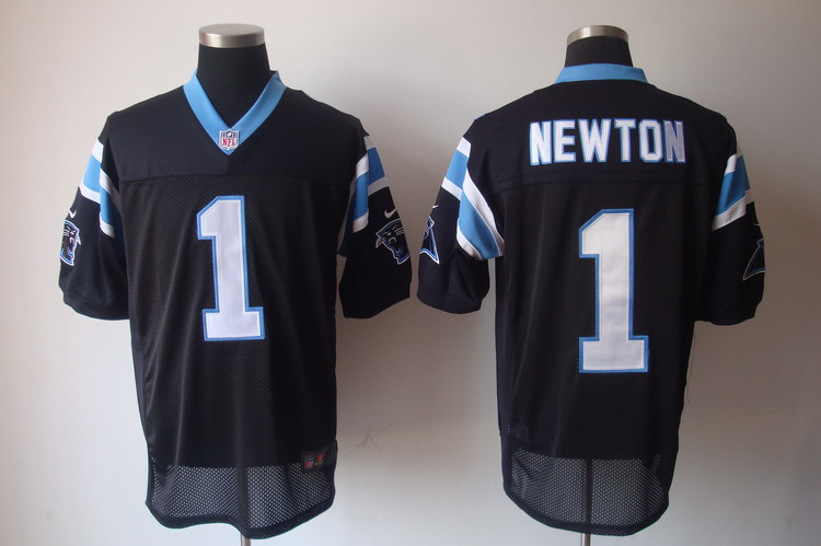 Nike Panthers 1 Cam Newton Black Elite Jersey