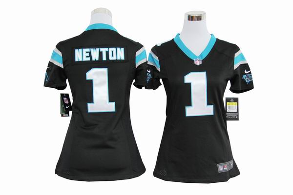 Nike Panthers 1 Newton Black Game Women Jerseys