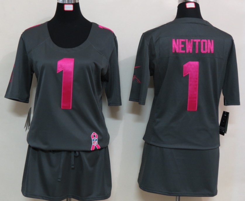 Nike Panthers 1 Newton Elite breast Cancer Awareness Dark Grey Women Jerseys