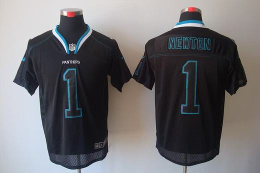 Nike Panthers 1 Cam Newton Black Lights Out Elite Jersey