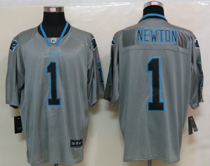 Nike Panthers 1 Cam Newton Grey Lights Out Elite Jersey