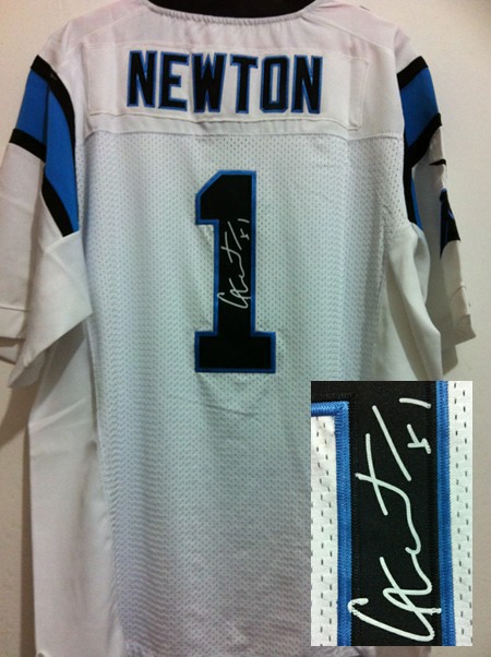 Nike Panthers 1 Newton White Signature Edition Jerseys