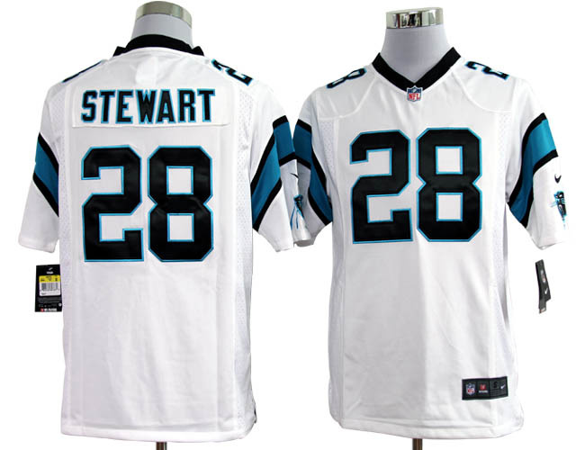 Nike Panthers 28 Stewart white Game Jerseys