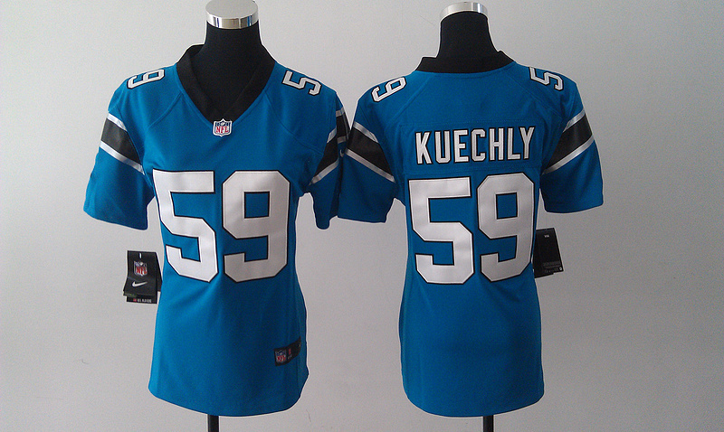 Nike Panthers 59 Kuechly Blue Women Game Jerseys