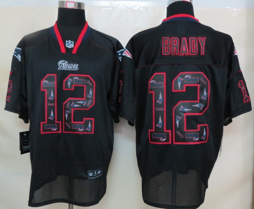 Nike Patriots 12 Brady Lights Out Black Elite Jerseys