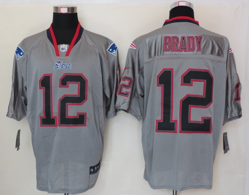 Nike Patriots 12 Brady Lights Out Grey Elite Jerseys