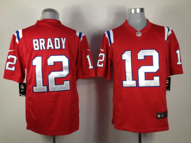 Nike Patriots 12 Tom Brady Red Game Jersey