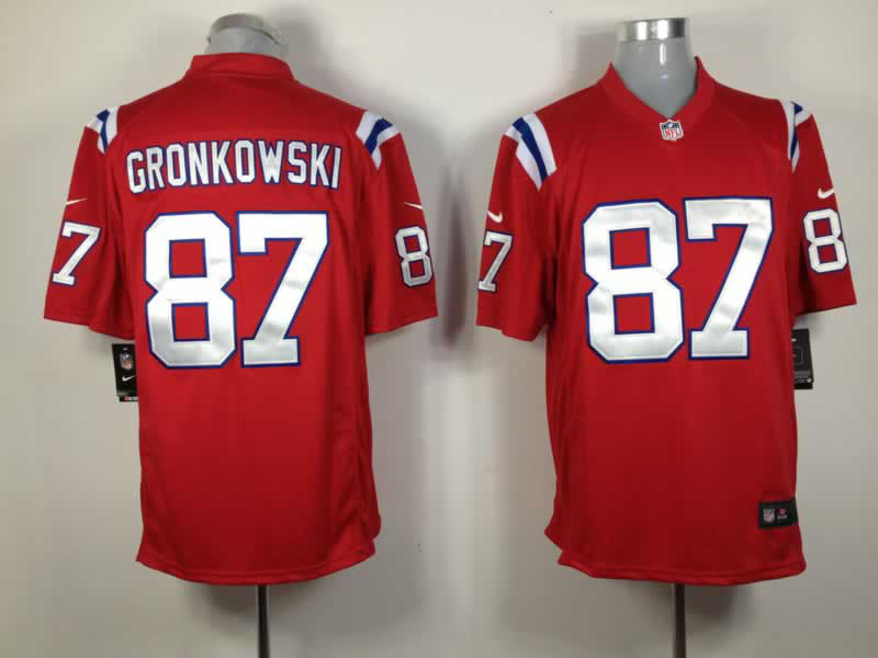 Nike Patriots 87 Gronkowski Red Game Jerseys