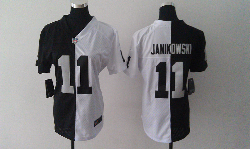Nike Raiders 11 Janikowski Black&White Women Split Elite Jerseys